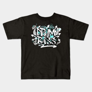 DRUM AND BASS  - Grafitti Steez (Blue/White) Kids T-Shirt